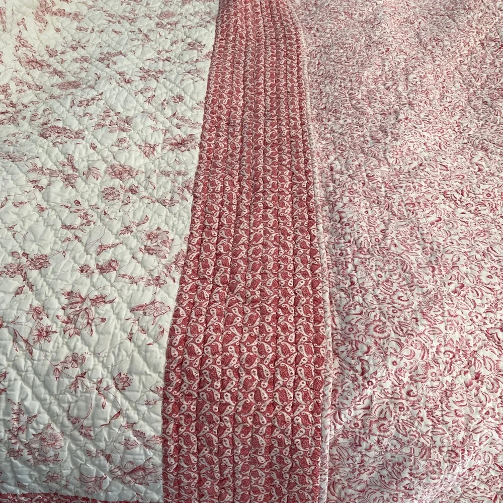 King Size Quilt French Country Living Catalog. Floral Red Quilt.